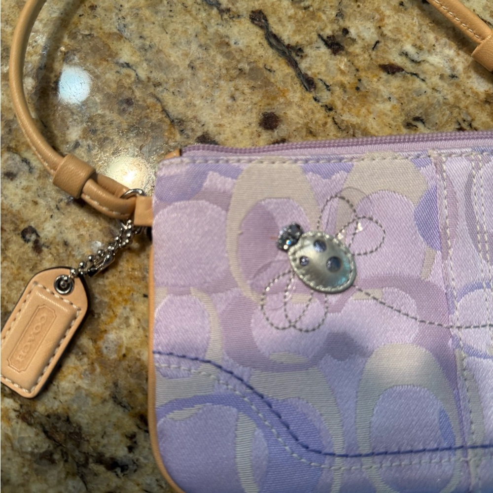 Coach Lavender and Beige Wristlet